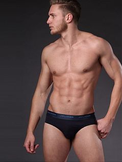 Эластичные брифы на широкой резинке с логотипом Jolidon DT245ммнТм Dark_blue